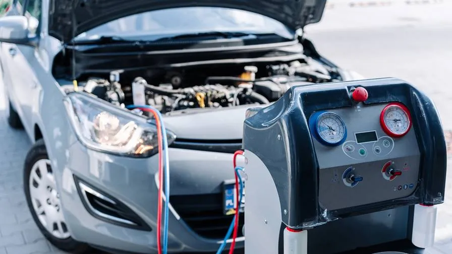 Car being inspected | ashleys auto airconditioning Car Being Inspected